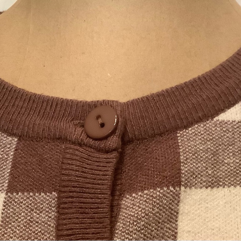 Altar'd State Coquette Brown and Cream Checkered Sweater - Picture 3 of 4